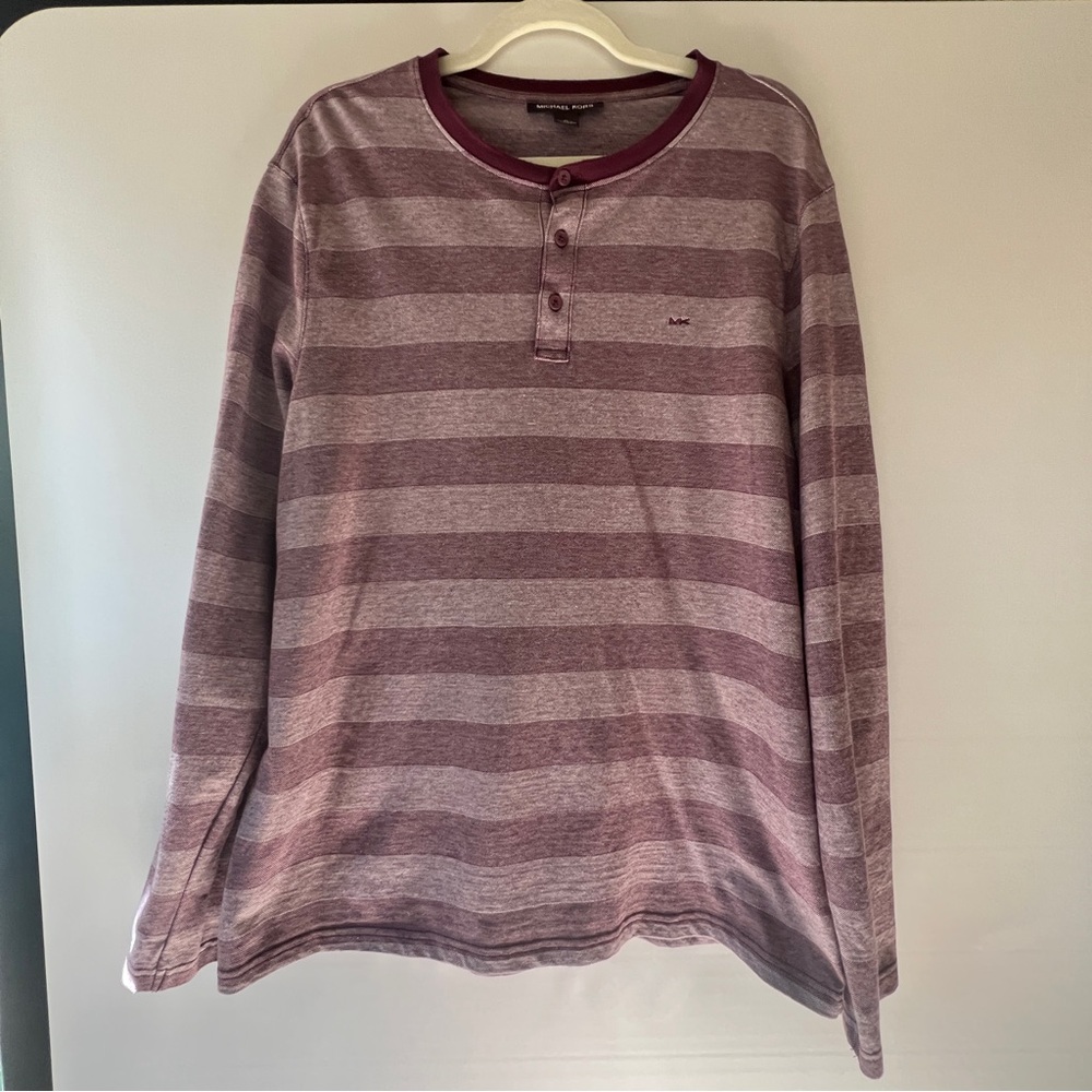 Men Michael Kors Stripped Long Sleeve Henley Shirt size XL